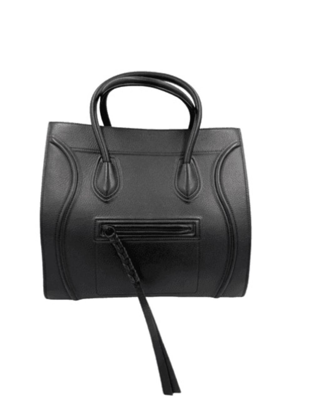 Classic Structured Black Leather Tote Bag - Designer Style